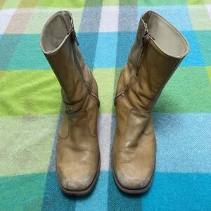 Vintage 80s Frye Campus Square Toe Short Boots Tan Made In USA Men’s